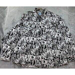 Fresh Prints of Bel-Air Shirt Men’s 4X Graffiti Y2K Streetwear Button Up Black